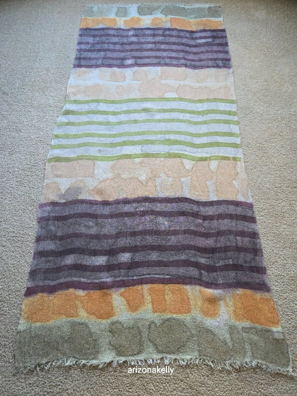 NWOT Linen Scarf Watercolor Stripes Italy Exquisite J